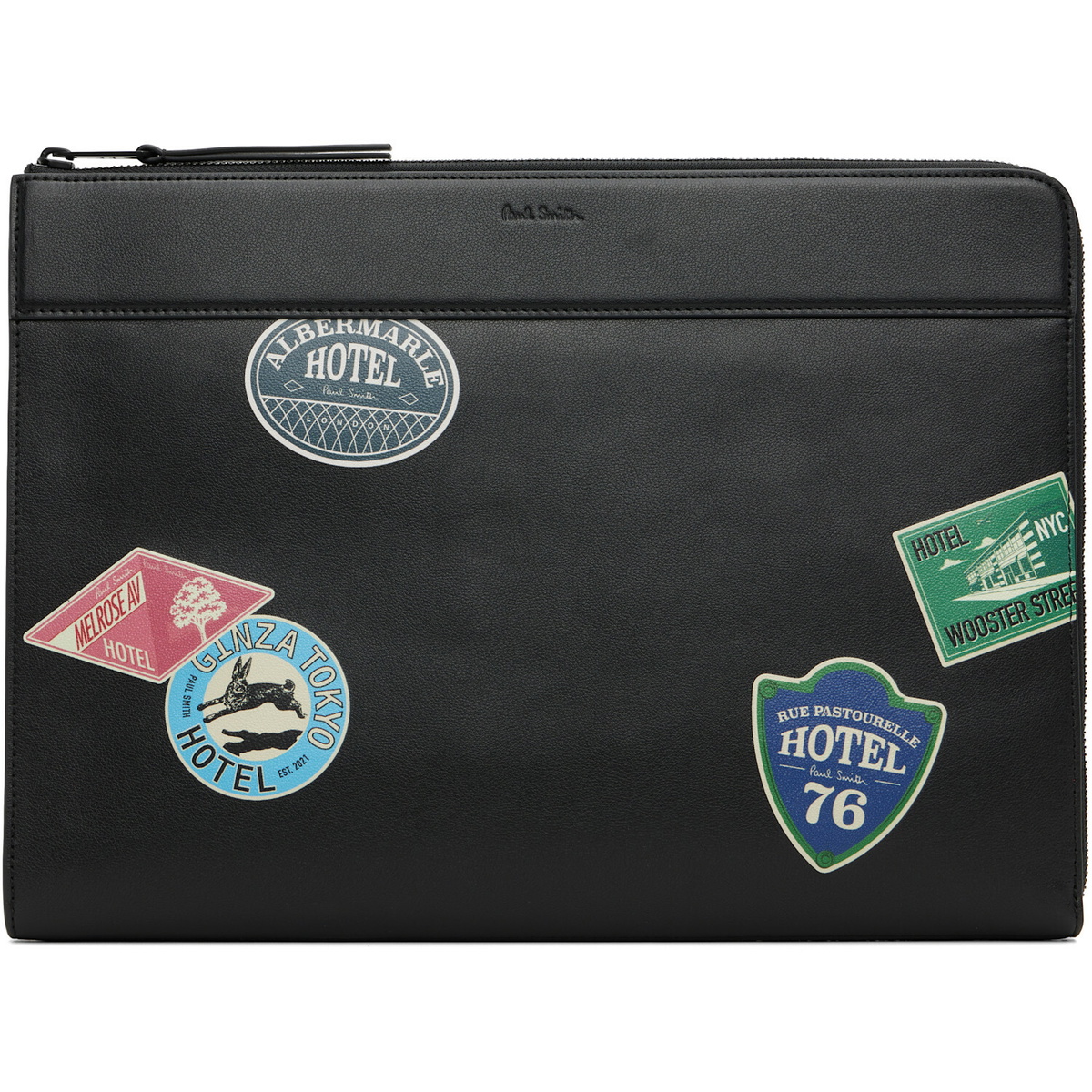 Paul Smith Black 'Hotel Stickers' Document Case