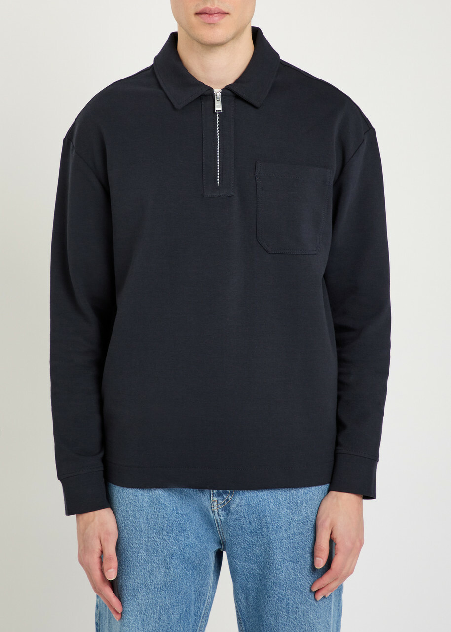 Boss Half-zip Cotton-blend Sweatshirt Navy