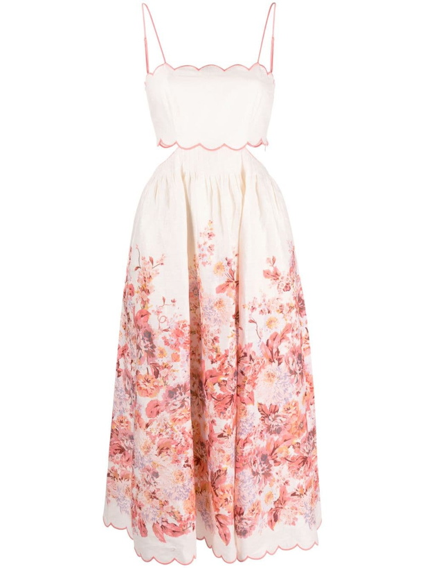 Photo: ZIMMERMANN - Floral Print Scallop Linen Midi Dress