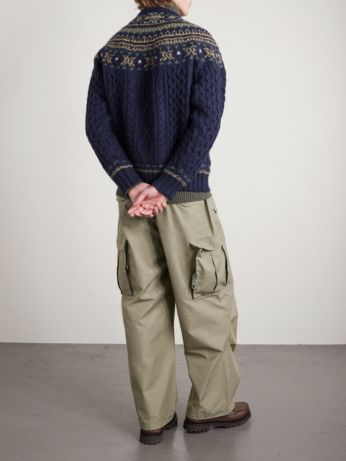 Beams Plus - Cable-Knit Wool Sweater - Blue