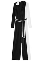 Alice + Olivia Melinda Colour-block Jumpsuit Black And White