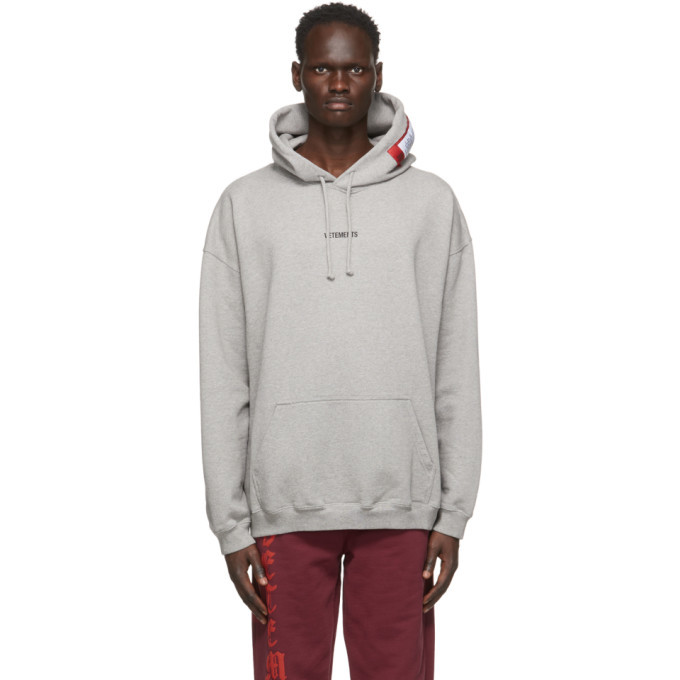 VETEMENTS Grey Logo Patch Hoodie Vetements