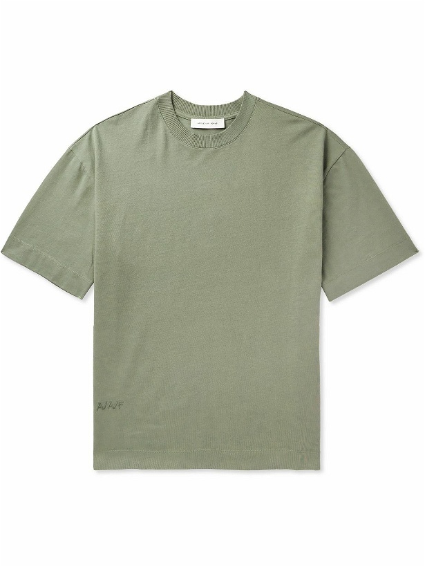 Photo: Applied Art Forms - LM1-4 Slim-Fit Logo-Embroidered Cotton-Jersey T-Shirt - Green