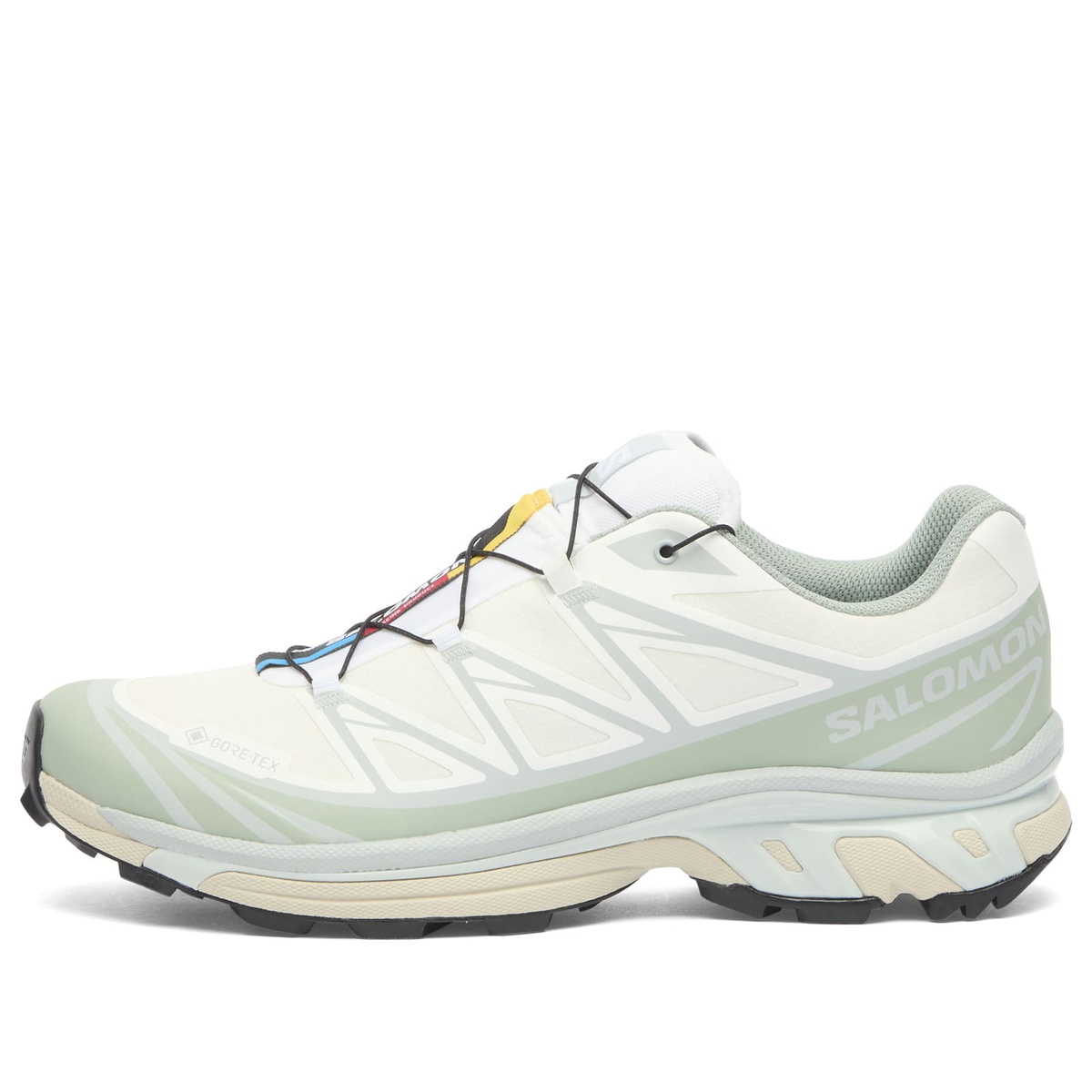 Salomon XT-6 GTX Sneaker in White/Green Milieu/Ice Flow