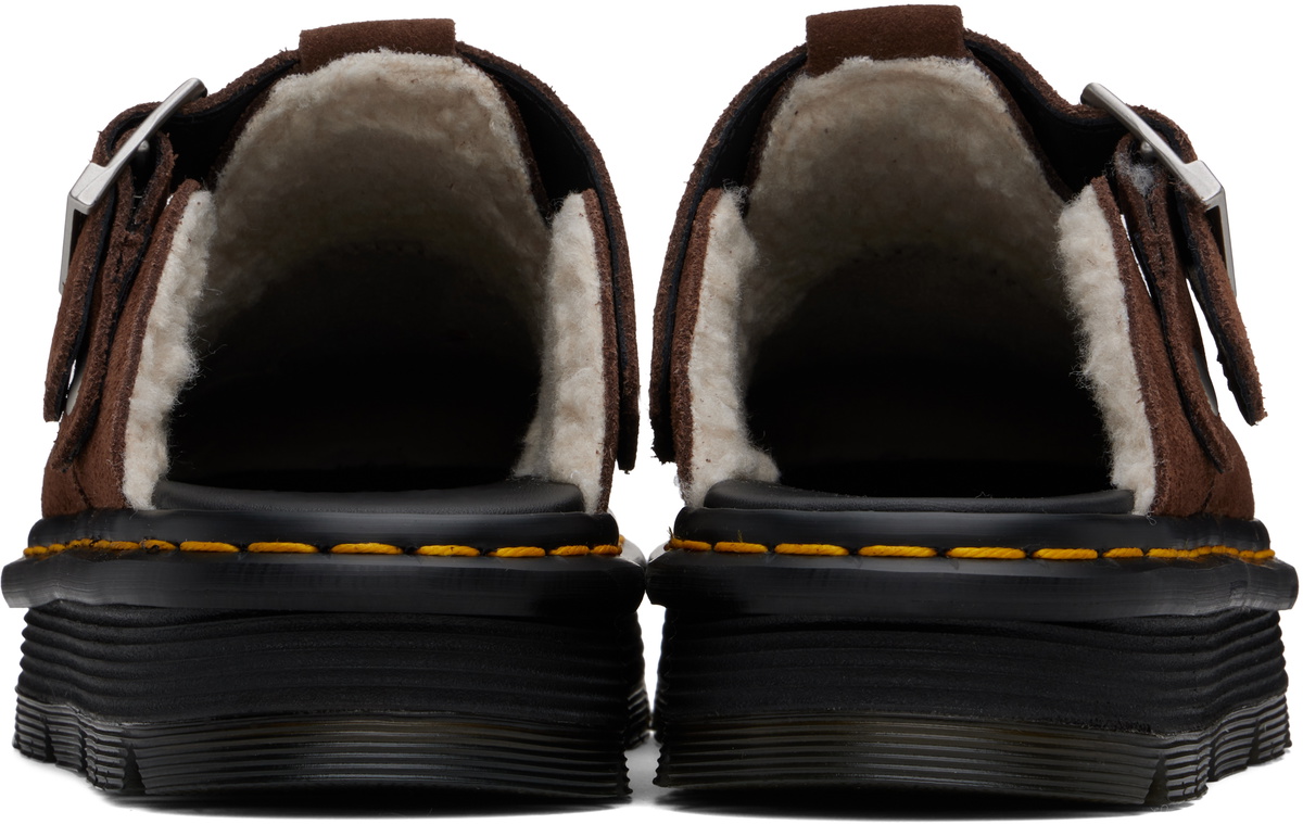 Dr. Martens Brown Zebzag Suede Slingback Platform Mules