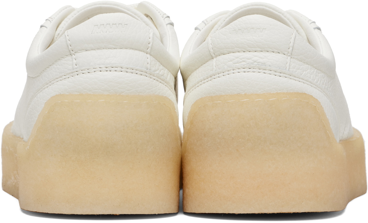 Hugo White Grained Leather Sneakers
