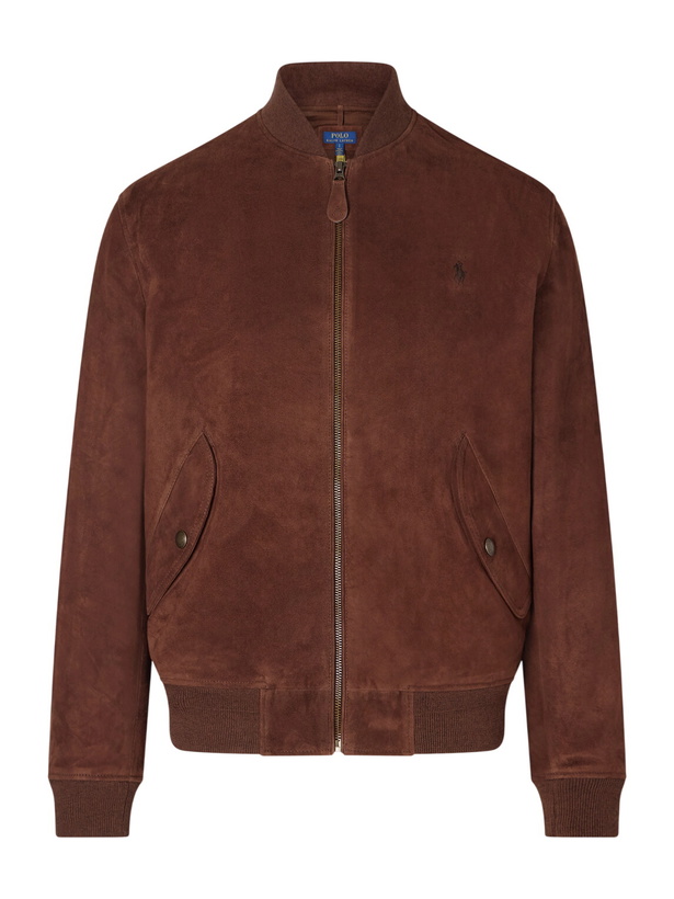 Photo: Polo Ralph Lauren - Logo-Embroidered Suede Bomber Jacket - Brown