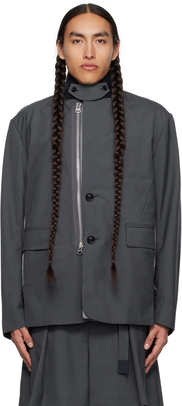 ジャケット・アウター Sacai gray panel tailored jacket 22aw sacai Gray Suiting Jacket Sacai