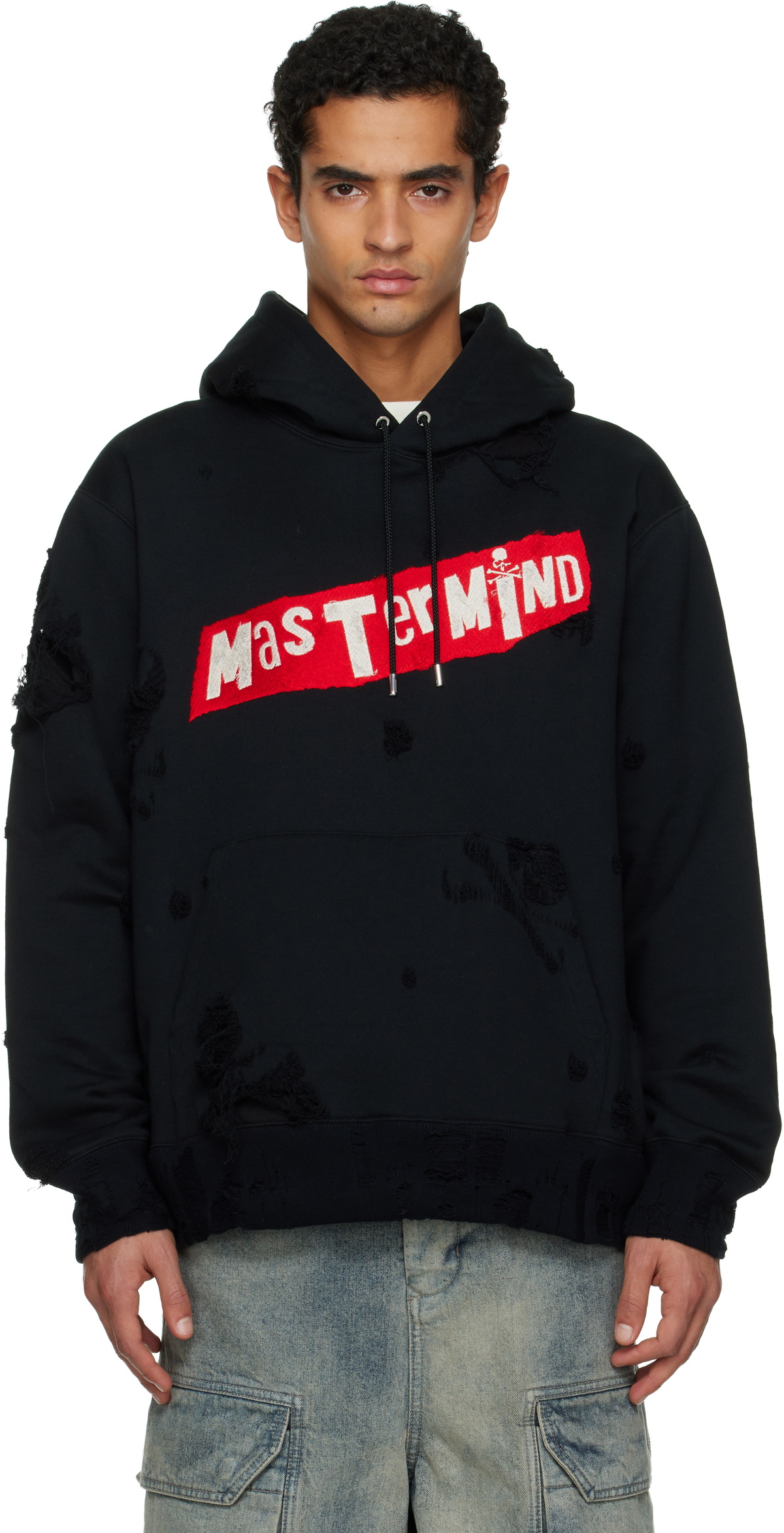 MASTERMIND WORLD Black Distressed Hoodie