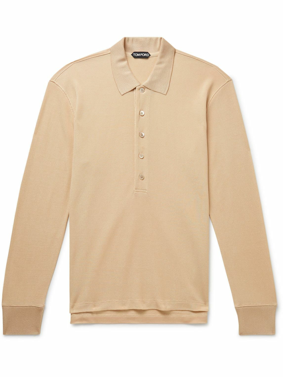 TOM FORD - Slim-Fit Piqué Polo Shirt - Neutrals TOM FORD