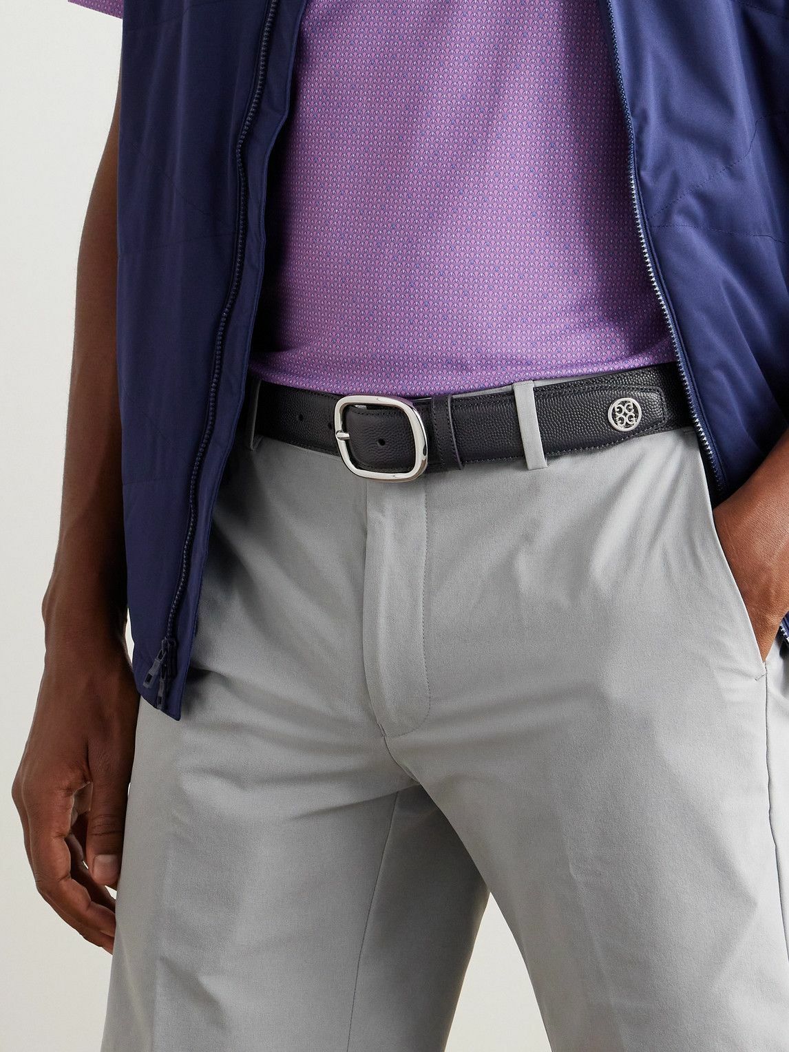 G/FORE - Circle G's Full-Grain Leather and Webbing Belt - Blue G/FORE