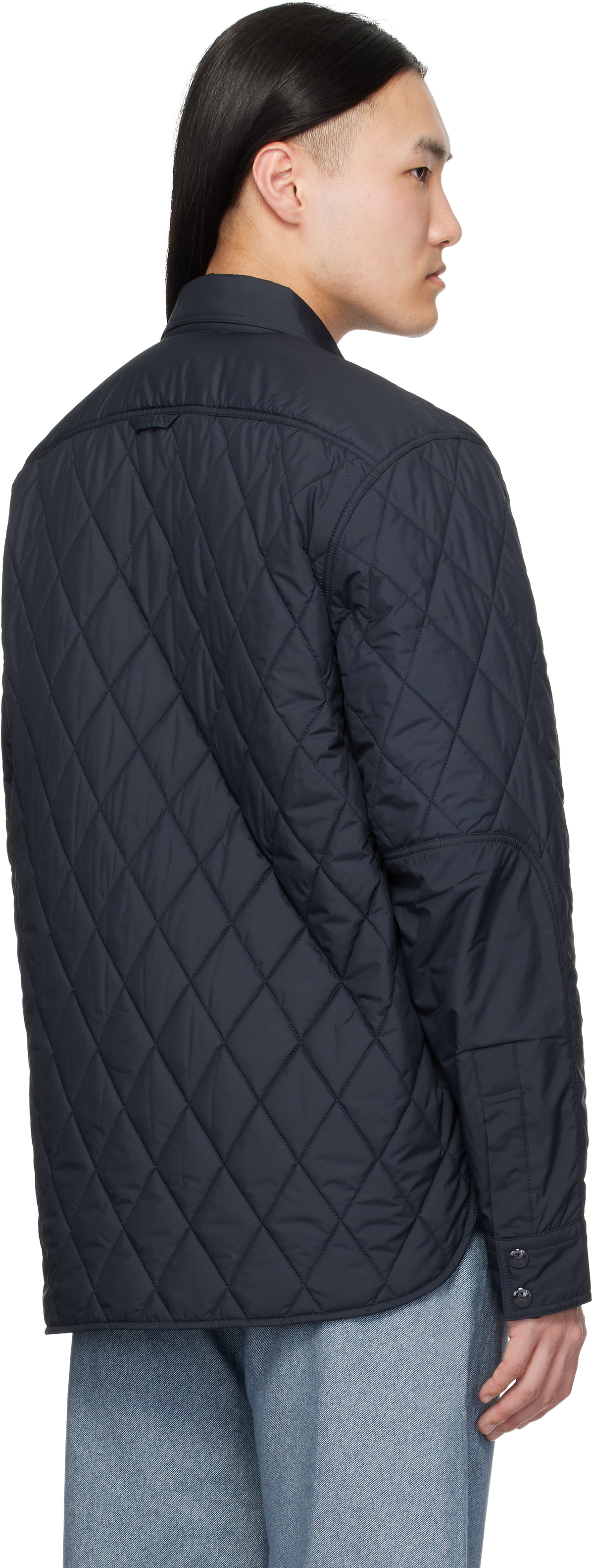 RRL Navy Quilted Overshirt