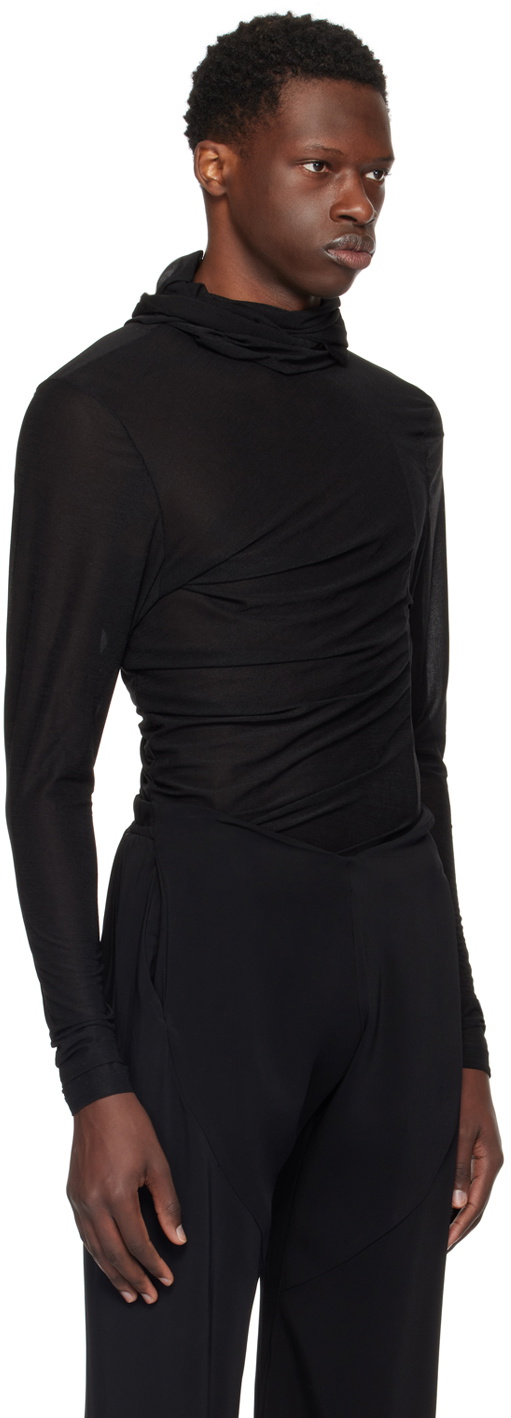 Nuba Black Draped Hoodie