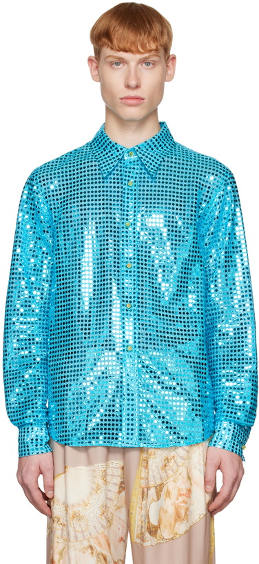 Photo: Acne Studios Blue Sequinned Shirt