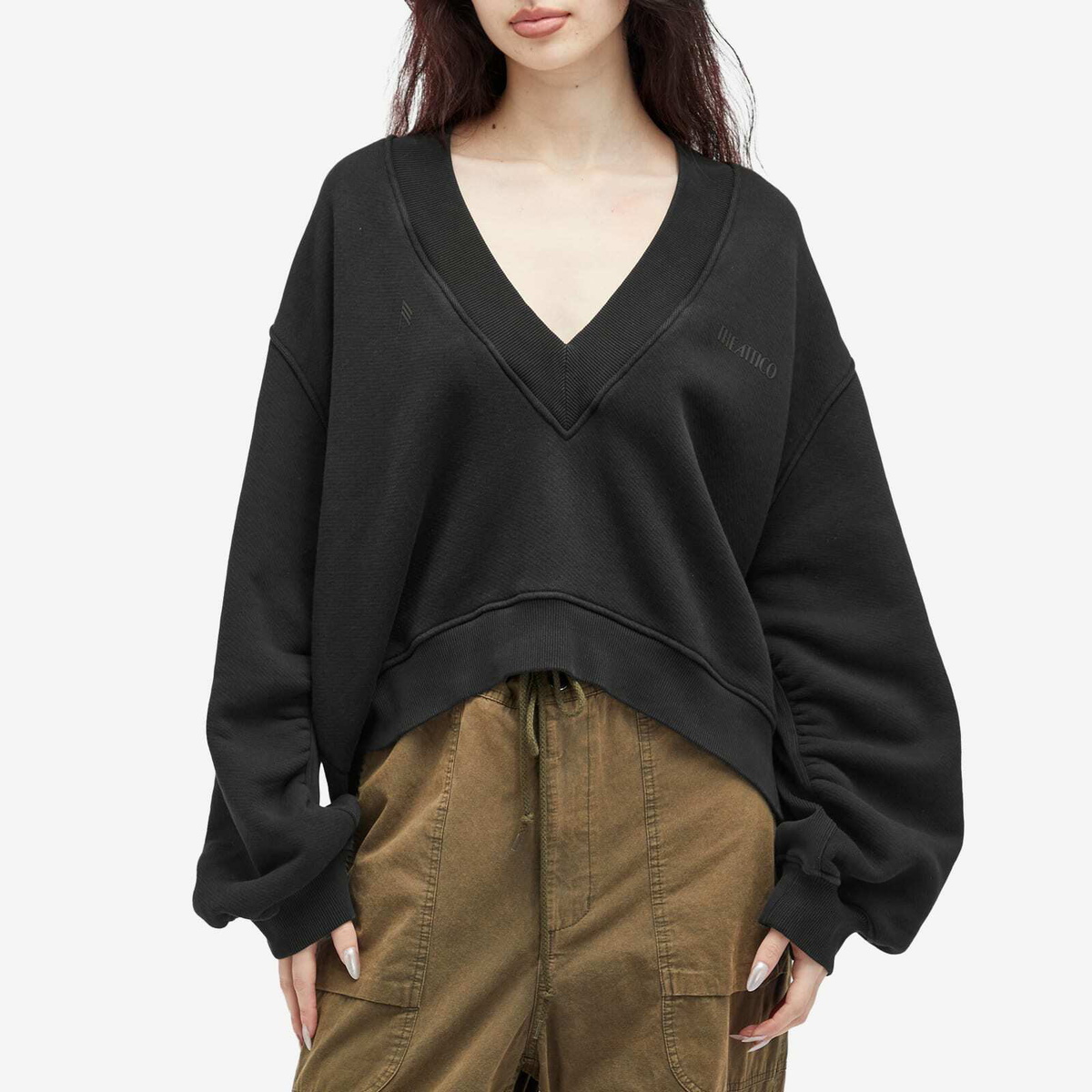 The Attico Women's V-Neck Sweatshirt in Black Fade The Attico