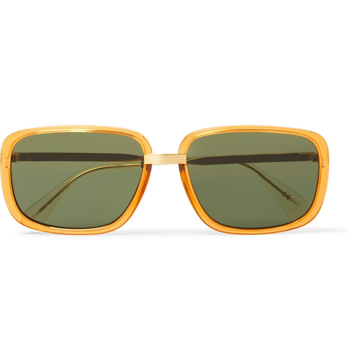 Photo: Gucci - Square-Frame Acetate and Gold-Tone Sunglasses - Gold