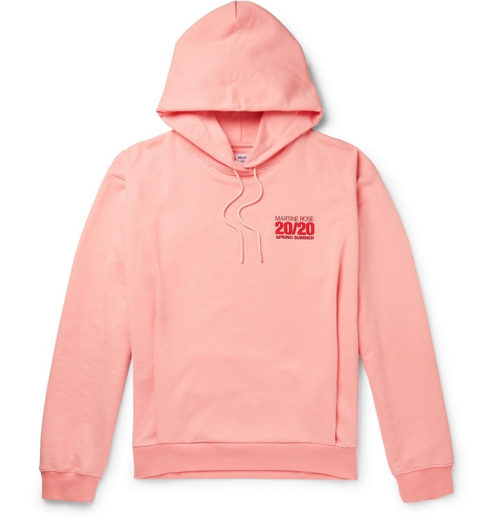 Photo: Martine Rose - Logo-Embroidered Loopback Cotton-Jersey Hoodie - Pink