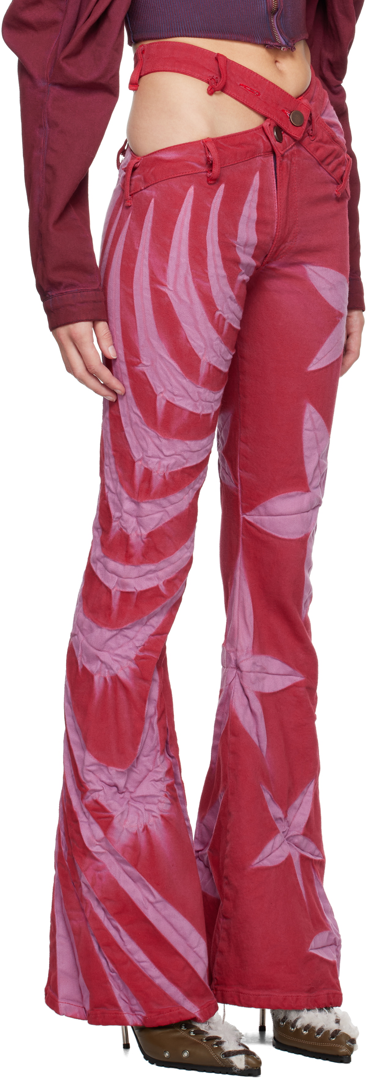 Masha Popova Red & Purple Flower Jeans