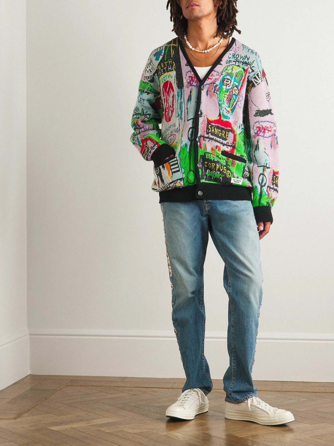 Wacko Maria - Jean-Michel Basquiat Cotton-Blend Jacquard Cardigan