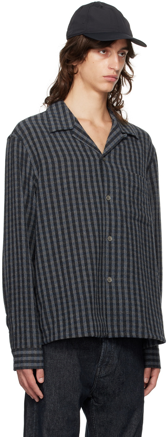 OUR LEGACY Navy & Blue Heusen Shirt Our Legacy OUR LEGACY Navy & Blue Heusen Shirt Our Legacy