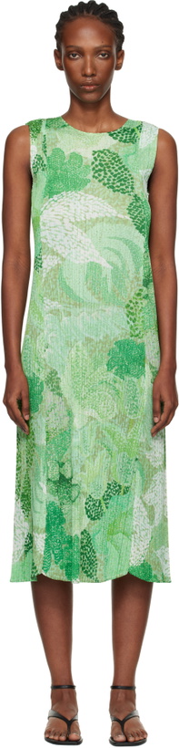 Photo: PLEATS PLEASE ISSEY MIYAKE Green Foggy Forest Maxi Dress