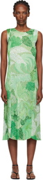 PLEATS PLEASE ISSEY MIYAKE Green Foggy Forest Maxi Dress