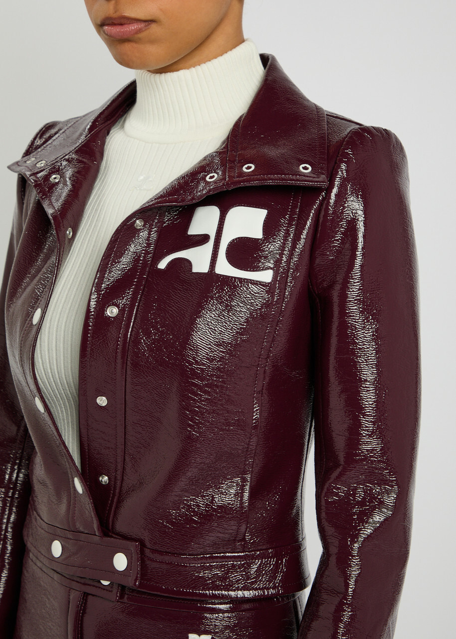 Courrèges Reedition Crinkled Vinyl Jacket Burgundy