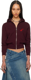 LU'U DAN Burgundy Shrunken Hoodie