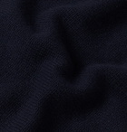 Brioni - Leather-Trimmed Cashmere Half-Zip Sweater - Navy