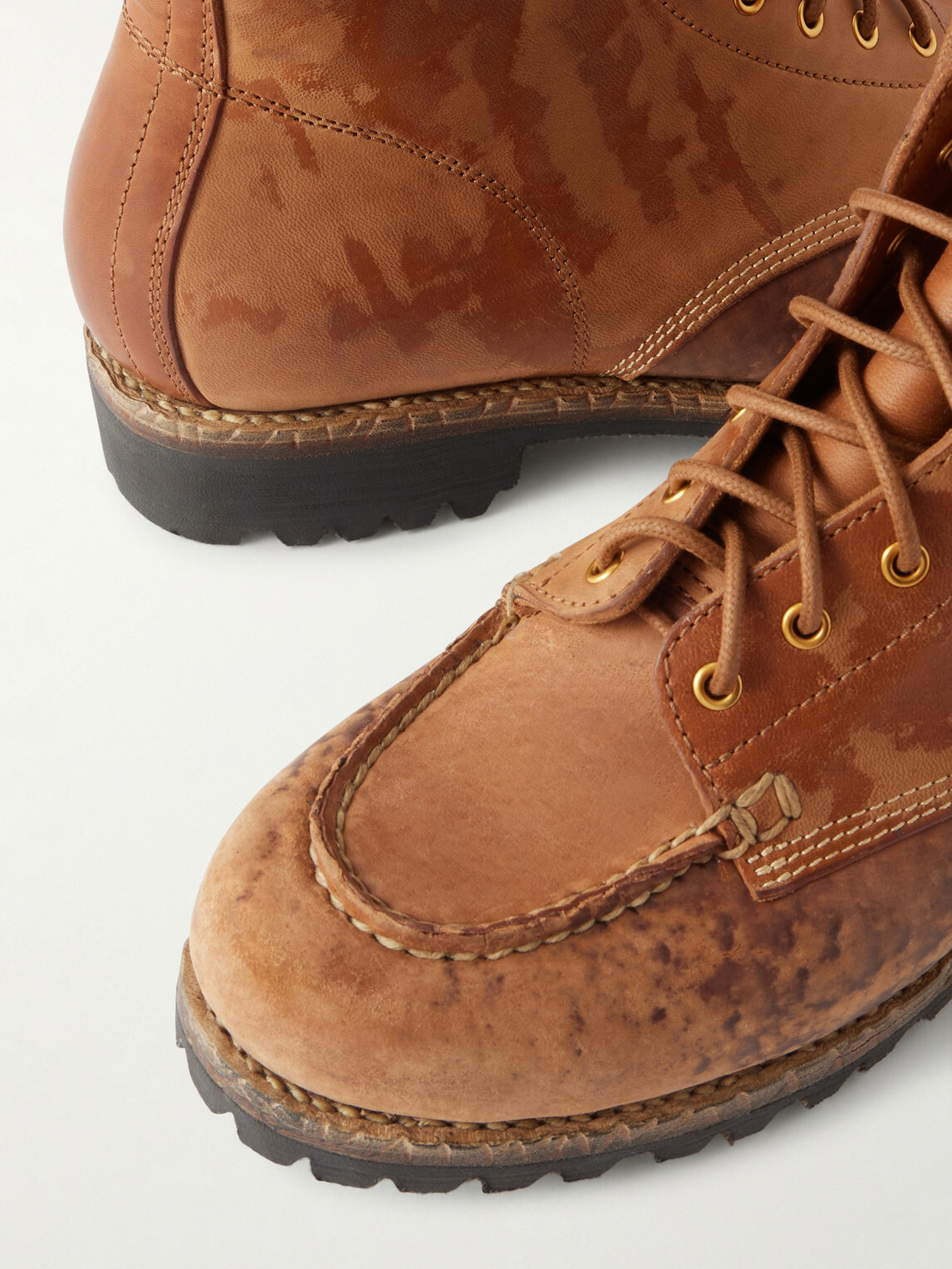 Visvim - Hi-Folk Scout Moc Distressed Leather Boots - Brown Visvim