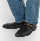 Balenciaga - Croc-Effect Leather Shoes - Men - Black