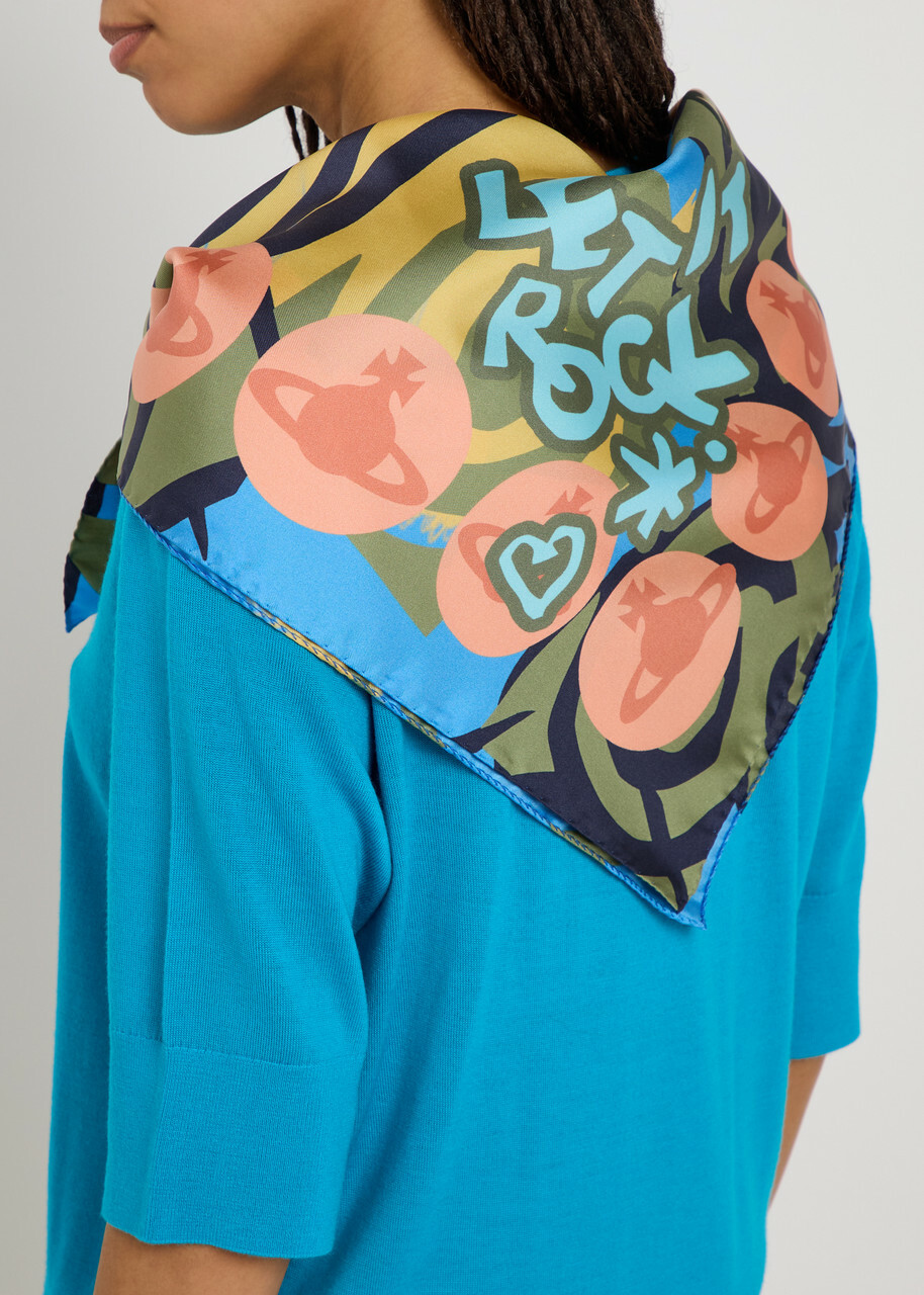 Vivienne Westwood Horse Graphics Printed Silk Scarf - Green - One Size