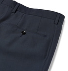 HUGO BOSS - Genius Slim-Fit Micro-Checked Super 130s Virgin Wool Trousers - Blue