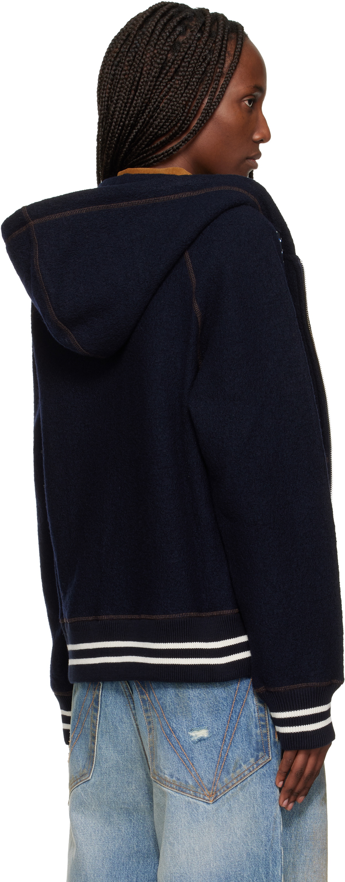 Wales Bonner Navy 'The October' Hoodie