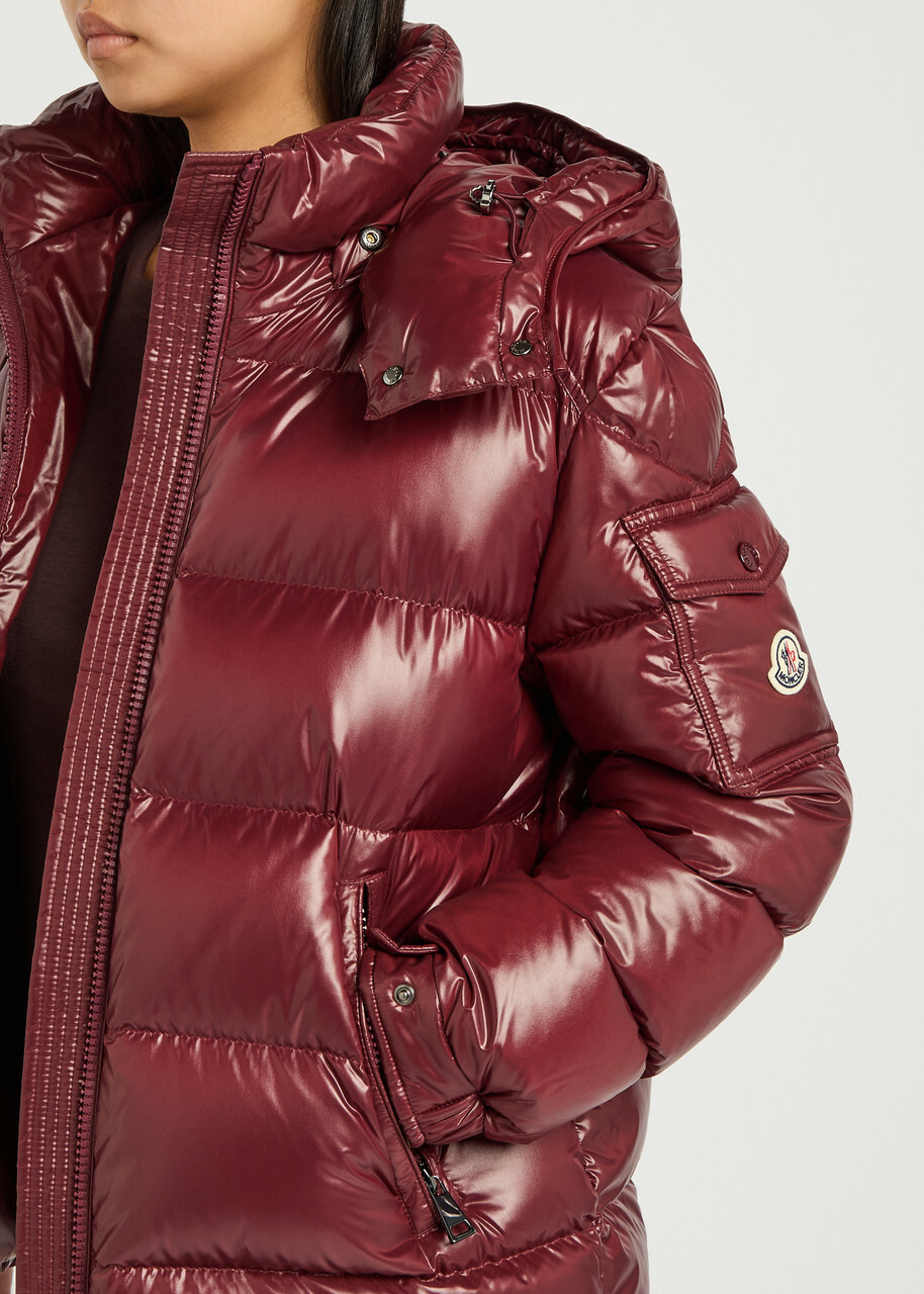Moncler Maire Padded Hooded Laqué Nylon Jacket Red