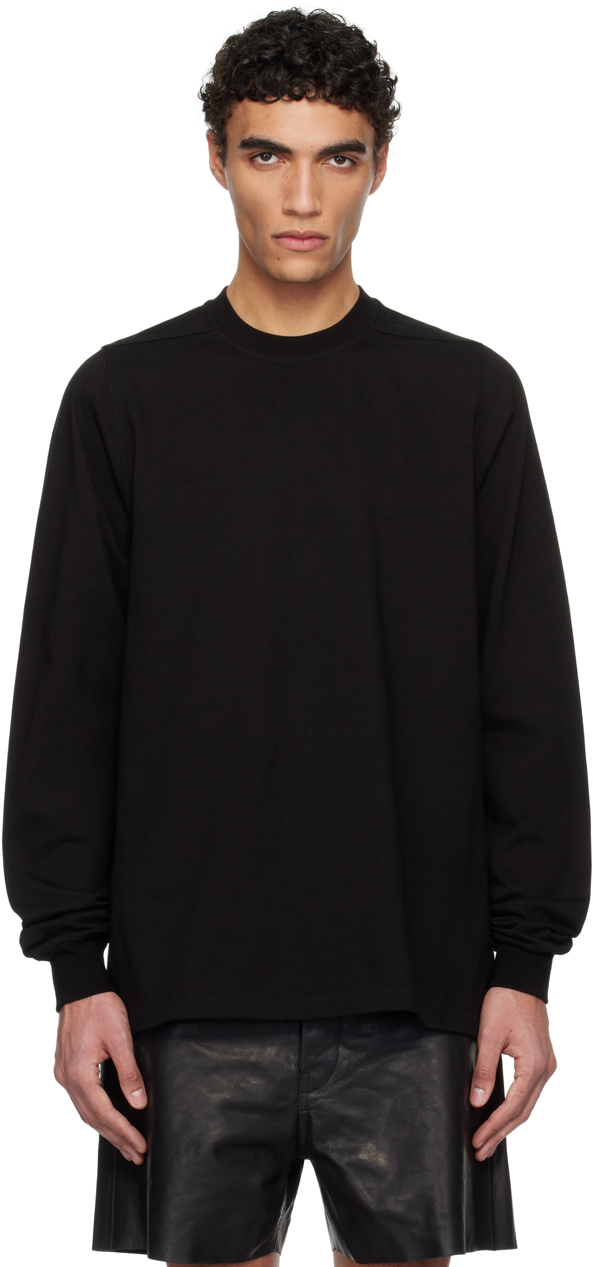 Rick Owens Black Hollywood Short Crewneck LS Sweatshirt Rick Owens