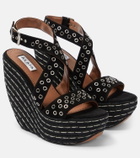 Alaïa Embellished suede wedge sandals