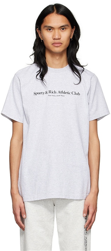 Photo: Sporty & Rich Grey Cotton T-Shirt