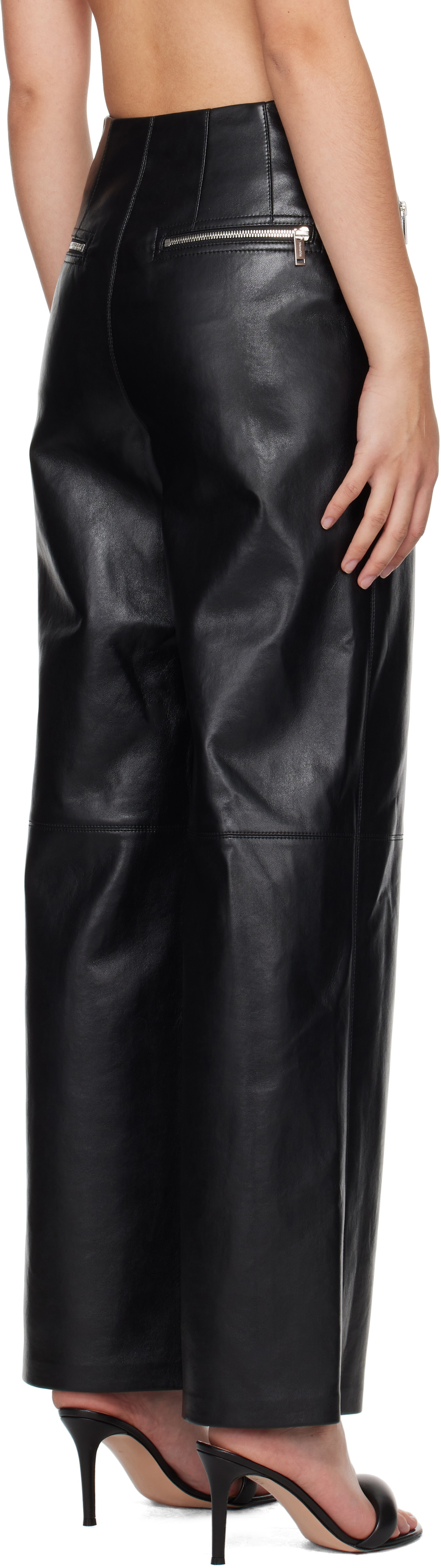 Nanushka Black Hayes Regenerated Leather Pants