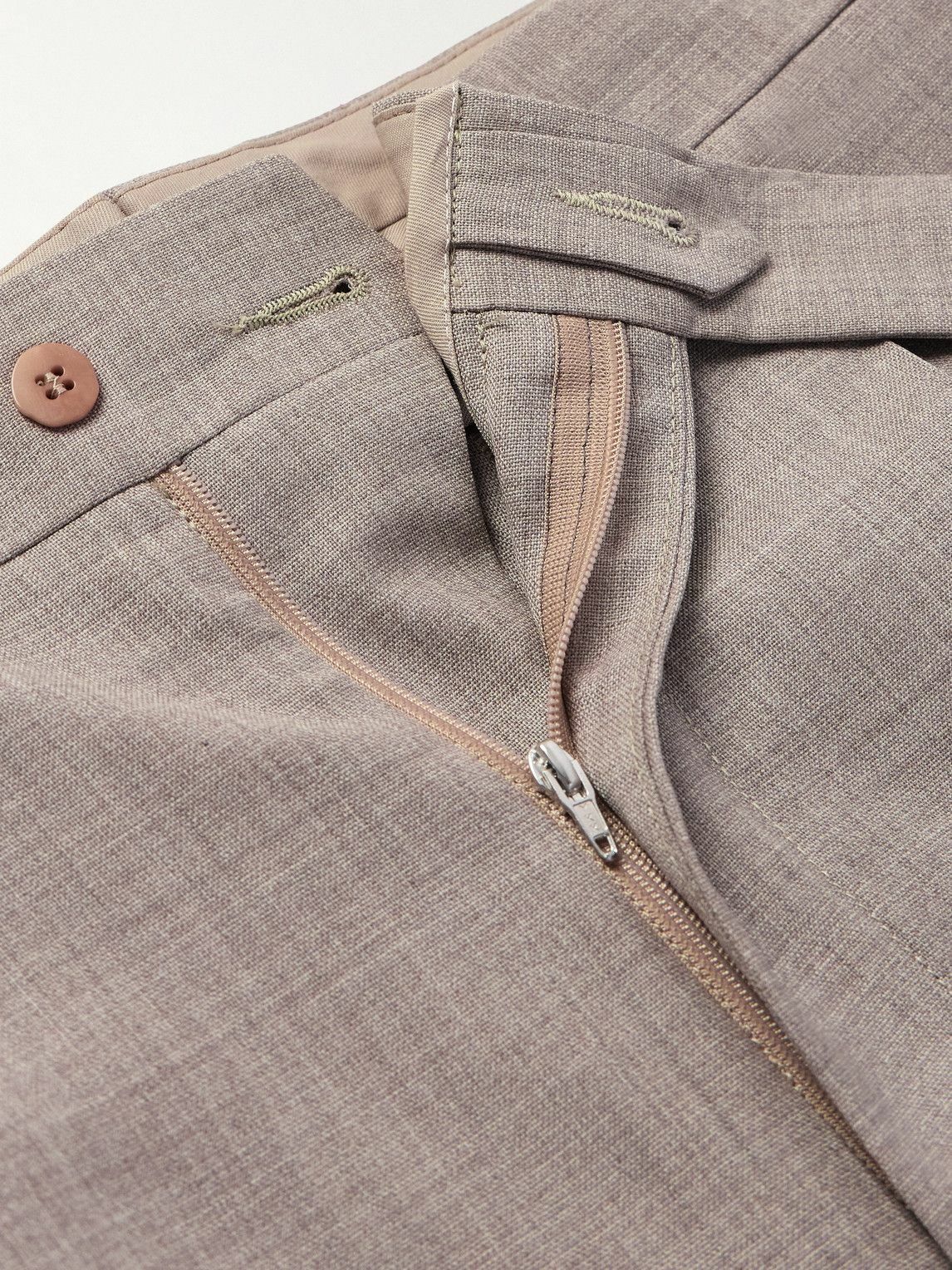Stòffa - Wide-Leg Pleated Wool Suit Trousers - Brown