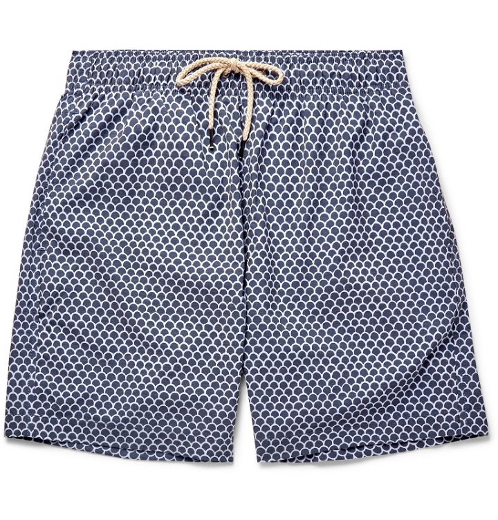 Photo: Faherty - Beacon Mid-Length Printed Swim Shorts - Blue