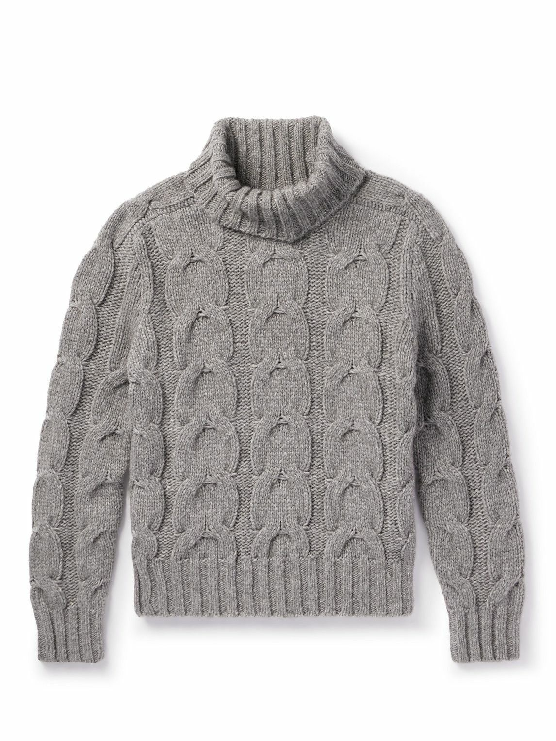 TOM FORD - Cable-Knit Wool-Blend Rollneck Sweater - Gray TOM FORD