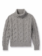 TOM FORD - Cable-Knit Wool-Blend Rollneck Sweater - Gray