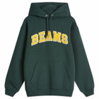 BEAMS Men's College Logo Hoodie in Green
