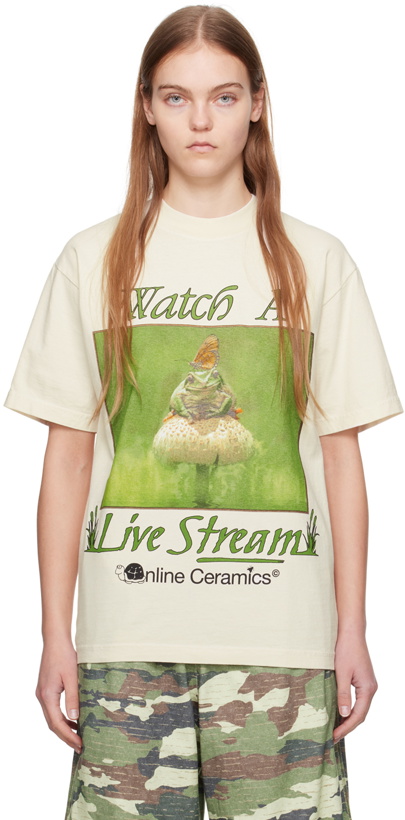 Photo: Online Ceramics Beige 'Watch A Live Stream' T-Shirt