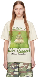 Online Ceramics Beige 'Watch A Live Stream' T-Shirt