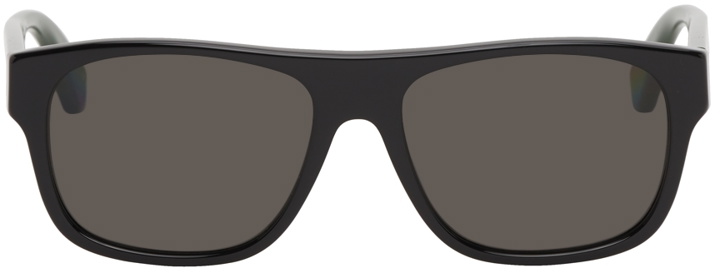 Photo: Gucci Black Rectangular Signature Stripe Sunglasses