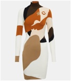 Fendi Colorblocked mockneck minidress