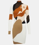 Fendi Colorblocked mockneck minidress