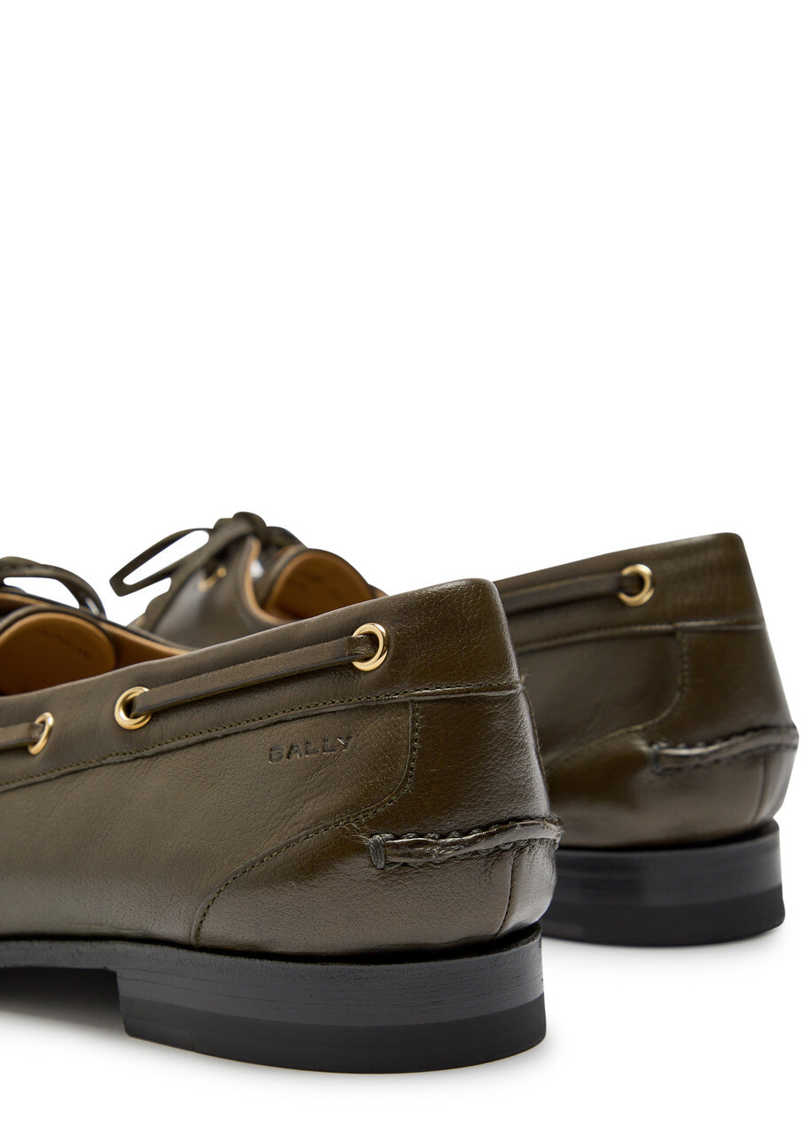Bally Pathy Glossed Leather Loafers Khaki